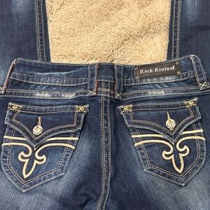 Rock Revival (Gwen Cut) Blue Women's Boot Cut Jeans with Cream Accents